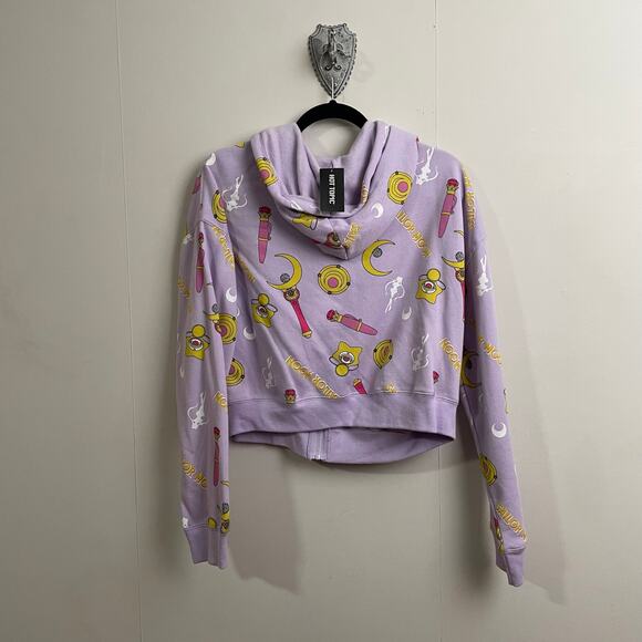 NWT Hot Topic L Sailormoon AOP zipper hoodie pink yellow  anime fandom cozy - Picture 5 of 9